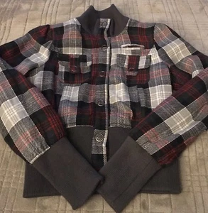 Women’s Patis Blues Blouse Blazer Jacket Top Gray/red/white Size Medium - Picture 1 of 3