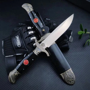 Outdoor Camping Knife Russian Finka NKVD KGB Black Fixed Blade knife With Sheath - Picture 1 of 28