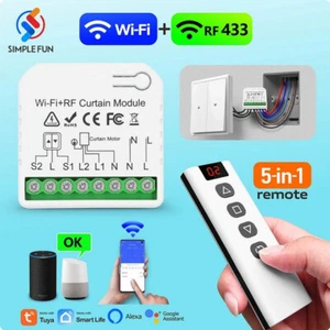 433mhz WiFi Funk Rolladensteuerung Nachrüstset Vorhang Schalter RF Fernbedienung - Picture 1 of 8