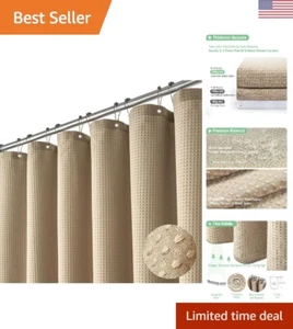 Beige Waffle Fabric Shower Curtain - Hotel Spa Luxury, Water Repellent, 72x72 - Picture 1 of 8