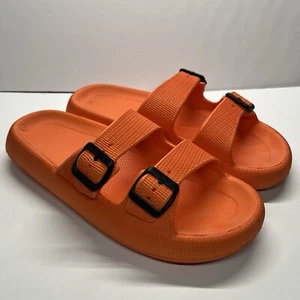 BenSorts Pillow Sandals Mens 44-45 Shoes Orange Thick Sole Adjustable Buckles - Picture 1 of 8