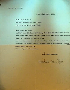 Heinrich Schnitzler Signed Letter Author 1930s Autograph - Picture 1 of 1