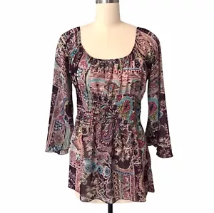 90’s Y2K Jordache Top Milkmaid Babydoll Purple Whimsi Fairy Grunge Women’s Sz L - Picture 1 of 9
