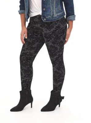 Nuevo con etiquetas Pantalones Torrid Talla Grande 4 (26) Negros Flocados Ajustados Fix Ponte Pixie Foto 1 de 4