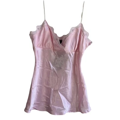 Blusa sin mangas Babydoll de encaje satinado rosa Rampage vintage Y2K para mujer XL NUEVA CON ETIQUETAS Foto 1 de 4