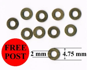 Brass Washers M2, 10BA - 2mm, 5/64", 0.080" internal hole (Pkt of 10) - Picture 1 of 1