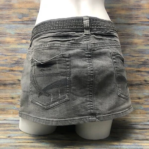 Urbanvibe Skirt Distressed Denim Rhinestone Accent Gray Womens Size 15 - Picture 1 of 14