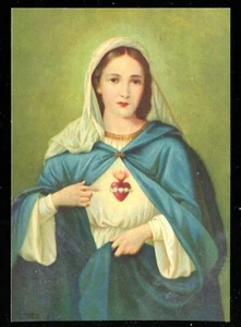 ANTIQUE HOLY CARD OF HEART OF ST MARY - Picture 1 of 2