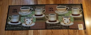 Tapestry Kitchen Rug Runner 24x60 Coffee Cups Cafe Latte Espresso Cappuccino NEW - Picture 1 of 3