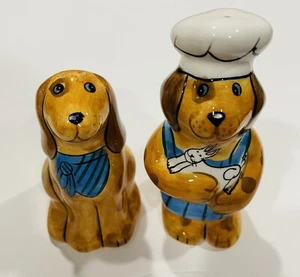 Dogzilla Candace Reiter Chef Dogs Ceramic Salt and Pepper Shakers New - Picture 1 of 3