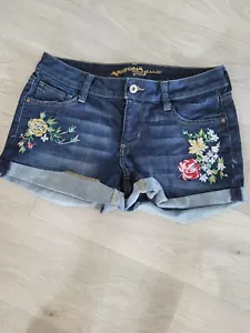 Arizona Denim Jeansshorts Damengröße 7 dunkle Waschung distressed C2 " - Bild 1 von 5