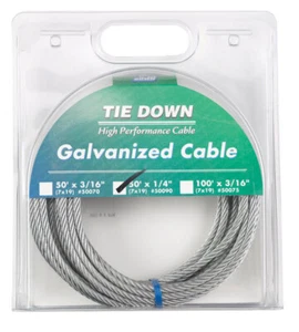 Cable de acero galvanizado precortado gris Tie Down Engineering 50090 1/4 pulgada x 50 pies - Imagen 1 de 1