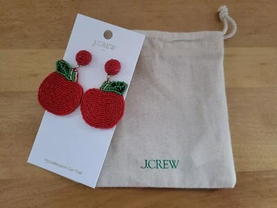 Pendientes colgantes de manzana con cuentas de fábrica J.Crew rojos CC832 NUEVOS CON ETIQUETAS Foto 1 de 3