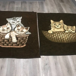 VTG BIEDERLACK Twin Blankets Kittens Pattern on Both Sides 65 X 56 - Picture 1 of 14