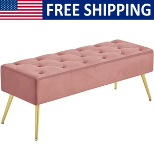 Modern Ottoman Velvet Footstool Bench Bedroom Seat Deformation-Resistant Shop - Picture 1 of 8