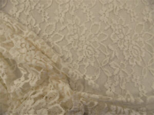 Embroidered Stretch Lace Apparel Fabric Sheer Cream Floral PP34