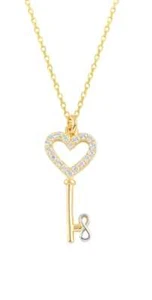 Collana oro collana oro ermus cuore chiave KLF0121-14-K 585 miglior regalo - Foto 1 di 5