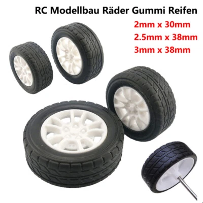 30/38mm RC Modellbau Räder Gummi Reifen Kunststoff Radnaben Auto Modell DIY 1:20 - Bild 1 von 4
