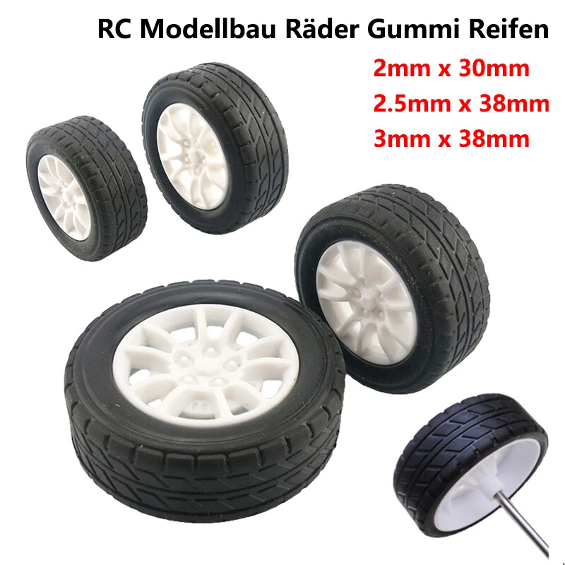 30/38mm RC Modellbau Räder Gummi Reifen Kunststoff Radnaben Auto Modell DIY 1:20 - Bild 1 von 4