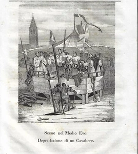 Stampa antica MEDIOEVO degradazione di un CAVALIERE Cosmorama 1842 Antique print - Picture 1 of 1