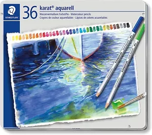 Staedtler - Karat Aquarell Watercolour Pencils - Assorted Colours - Tin of 36 - Picture 1 of 4