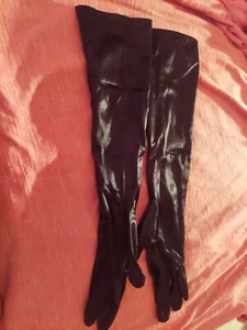 Vintage Size One Size Black Nylon/spandex Formal Stretch 18" Long Gloves - Bild 1 von 4
