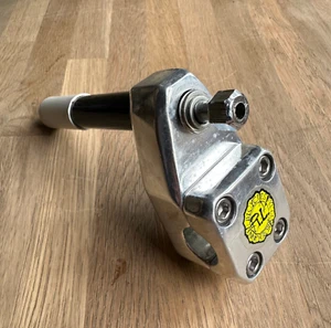 Taiwan BMX Stem 21.1 mm Quill STEM Decal Chrome Black Old Mid School Bike - Picture 1 of 15