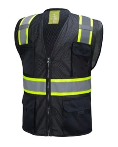 Black Two Tones Safety Vest ,With Multi-Pocket Tool - Picture 1 of 2