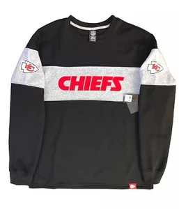 Kansas City Chiefs SPLIT-HEM M CREWNECK Sweater - Black/Gray -Men’s M-NFL NWT - Picture 1 of 18