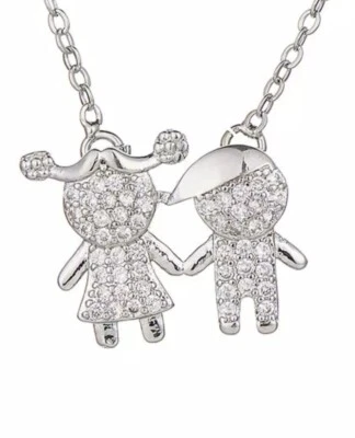 Collana mamma  bimbo bimba fratello sorella figlio madre bambino argento 925 - Immagine 1 di 4