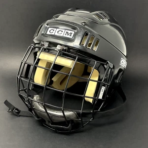 CCM HT1 Ice Hockey Helmet Black 7 - 7 5/8 MHT1 Senior Large w/ FM10 SR Face Mask - Picture 1 of 13