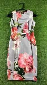 Vestido Vaina Calvin Klein Mujer Talla 0P Floral Sin Mangas Cremallera Trasera - Imagen 1 de 10