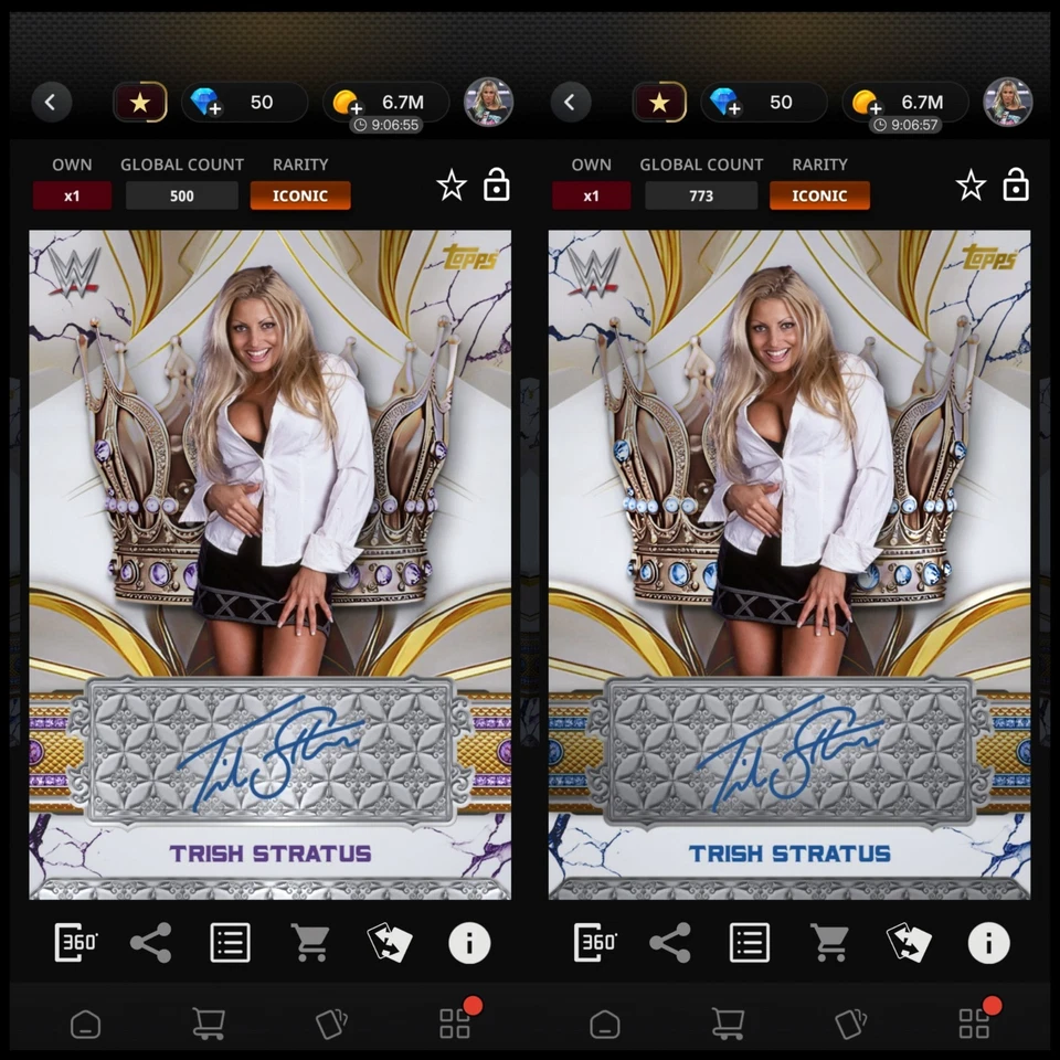 Topps WWE SLAM *DIGITAL* - Reverence Iconics - Trish Stratus 500CC & 773CC - Image 1 of 1