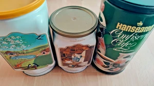 3 alte  Dosen Hanseaten Kaffee Hamburg, Blechdose + Weihnachten/Frühjahr versch. - Bild 1 von 15