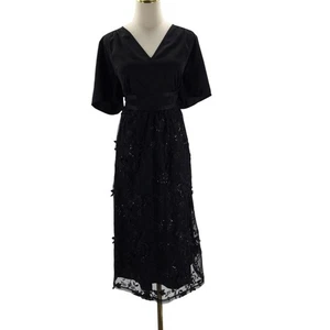 Vestido midi BLOOMCHIC 14-16 1x plus negro bordado lentejuelas NUEVO CON ETIQUETAS 0B9 - Imagen 1 de 10