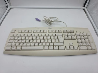 Trust Power KEYBOARD SK-1688 TASTIERA Vintage QWERTY PS/2 BEIGE BIANCA - Immagine 1 di 3