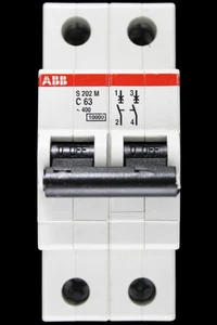 ABB 63 AMP CURVE C 10kA DOUBLE POLE MCB CIRCUIT BREAKER 2CDS272001R0634 S202M - Picture 1 of 6