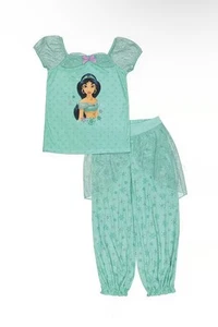 Disney Princess Aladdin Pajamas Size 4 Green Jasmine Shirt Pants Sleep Set 2 Pc - Picture 1 of 5