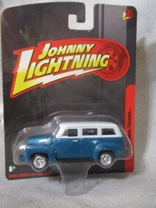 Johnny Lightning Small Card 1950 Chevy Suburban Teal Blue  1:64 Diecast - Picture 1 of 4
