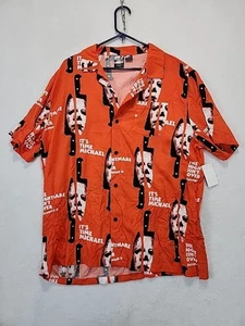 Halloween 2 Michael Myers Horror Button Up Shirt Orange NWT Mens Size XL - Picture 1 of 11
