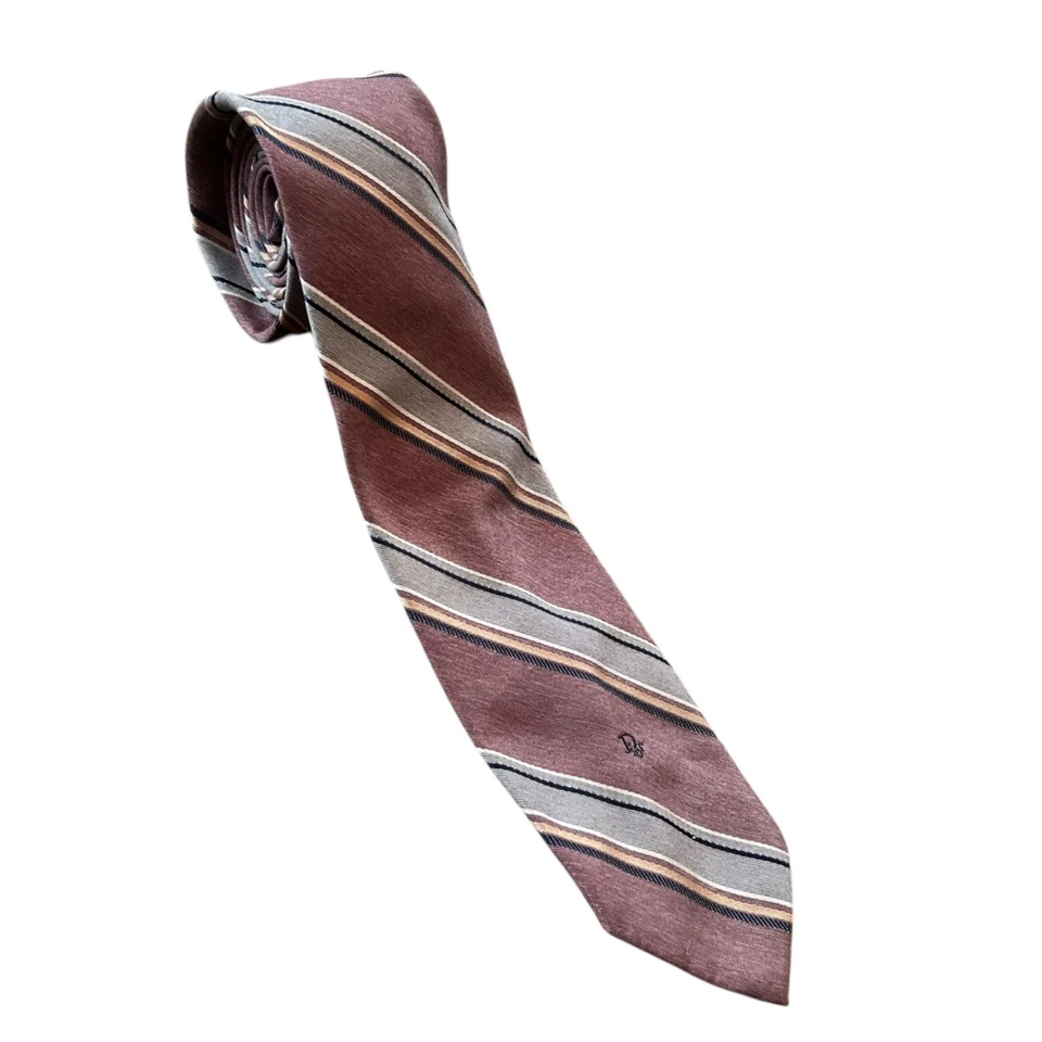 Vintage Christian Dior Silk Blend Muted Classic Striped Tie - Image 1 of 4