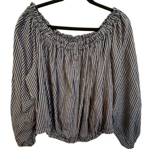 Rag & Bone Striped Blouse Off Shoulder Long Sleeve Top Medium - Picture 1 of 6
