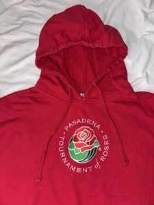 Pasadena Rose Bowl Red Embroidered Pullover Hoodie Size Mens Large Football - Picture 1 of 6