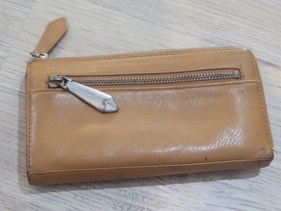 Carteira de Couro Perlina Cartões de Crédito Slots Marrom Zíper 7,5x4 LEIA!! - Imagem 1 de 4