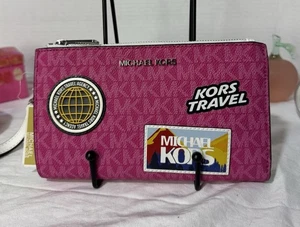 Michael Kors Jet Set Travel Lg Dbl Zip Wristlet Dragonfruit. UVP 278 $ - Bild 1 von 4
