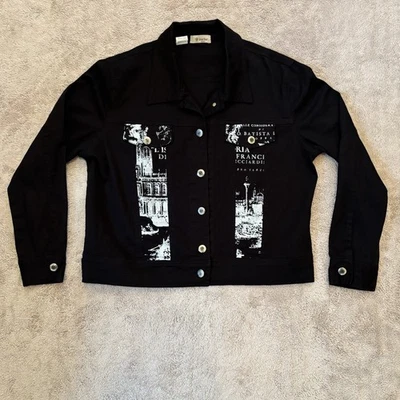Cactus Women's Jean Jacket Size Small Black Italy Theme - Image 1 of 4