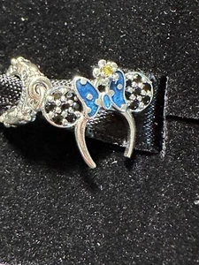 DISNEY PANDORA CHARM MINNIE EAR HEADBAND DANGLE BLACK BLUE BOW DAISY FLOWER - Picture 1 of 5