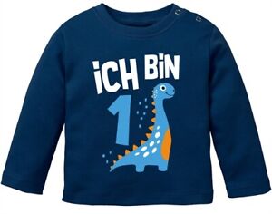 Baby Langarm-Shirt 1. Geburtstag Spruch Ich bin 1 Dinosaurier Dino