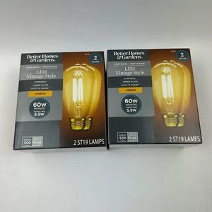 (2) BETTER HOMES & GARDEN LED Vintage Style Light Bulb, Irregular G40 60W Amber - Picture 1 of 6