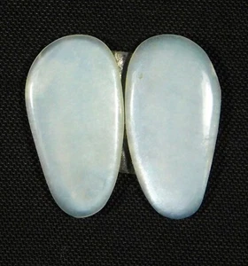 09 CT NATURAL WHITE MOONSTONE PAIR FANCY CABOCHON GEMSTONE 14x10x3 mm BG=0362 - Picture 1 of 7